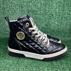 Love Moschino‎ Womens Black Leather Quilted Hi Top Shoes Sneakers Size 10 / 40